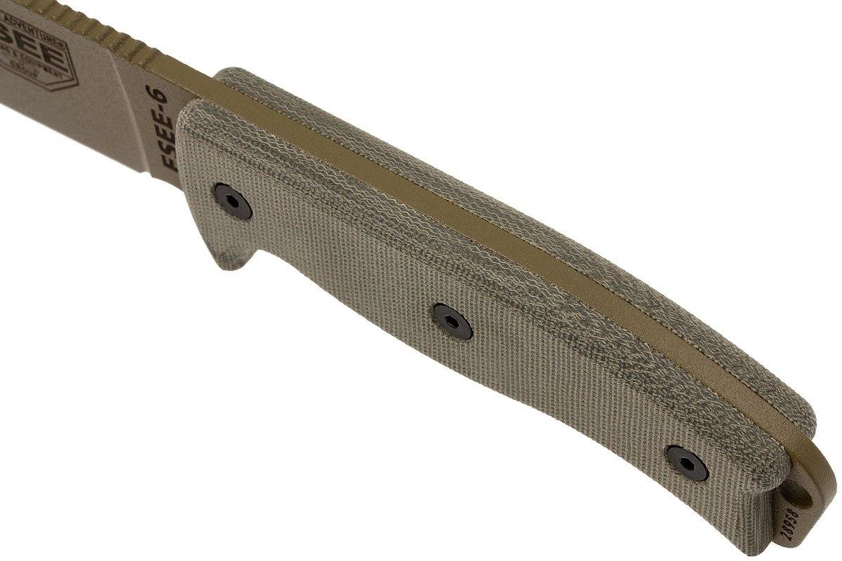 ESEE Model 6 Desert Tan Blade 6P-DE Couteau De Survie Avec étui Zytel + Clip Ceinture – Image 6
