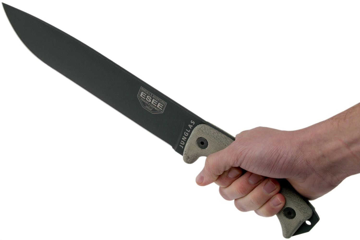 ESEE Junglas Tactical Gunsmoke Couteau De Survie Avec Ă©tui Kydex + MOLLE Back â Image 6