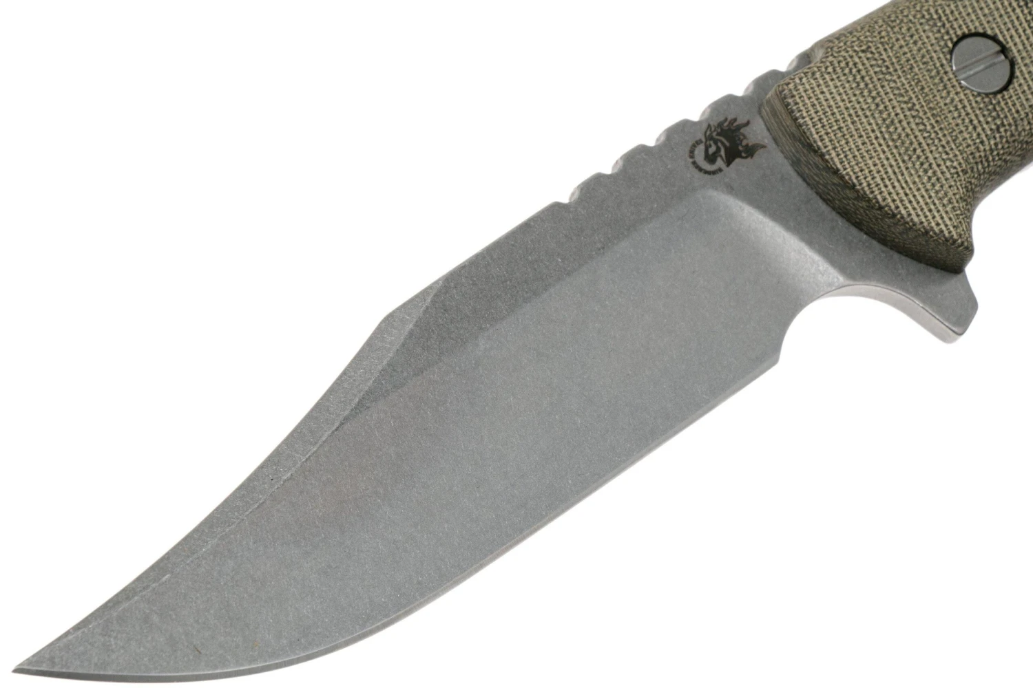 Rick Hinderer Ranch Bowie Green Canvas Micarta, Stonewashed, Couteau Bowie – Image 3