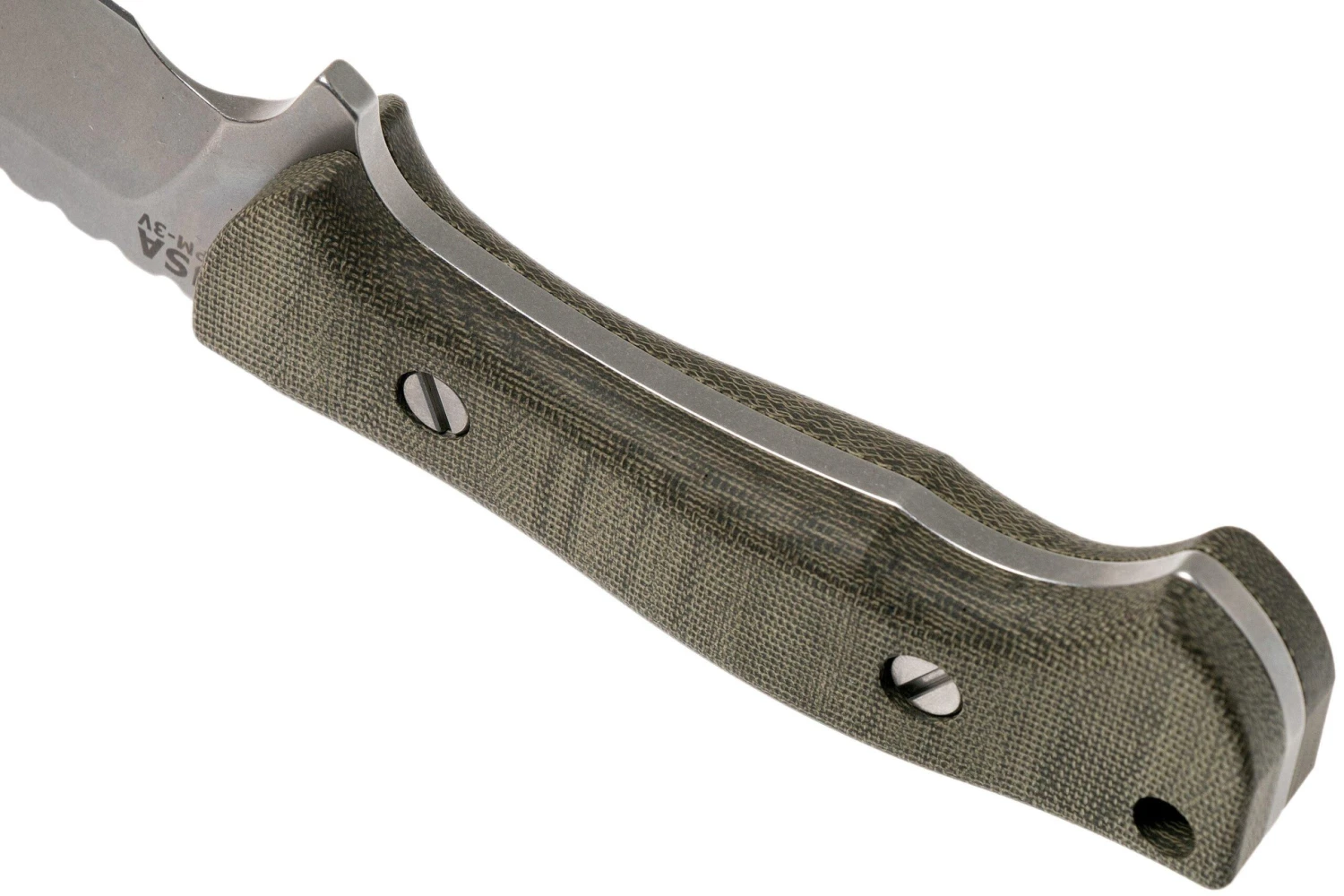 Rick Hinderer Ranch Bowie Green Canvas Micarta, Stonewashed, Couteau Bowie – Image 4