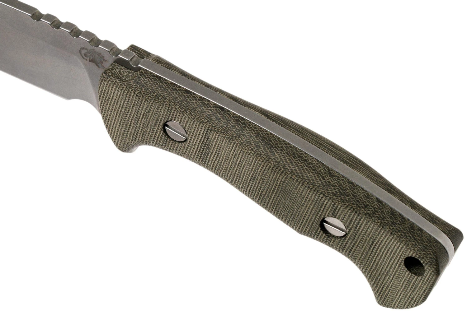 Rick Hinderer Ranch Bowie Green Canvas Micarta, Stonewashed, Couteau Bowie – Image 5