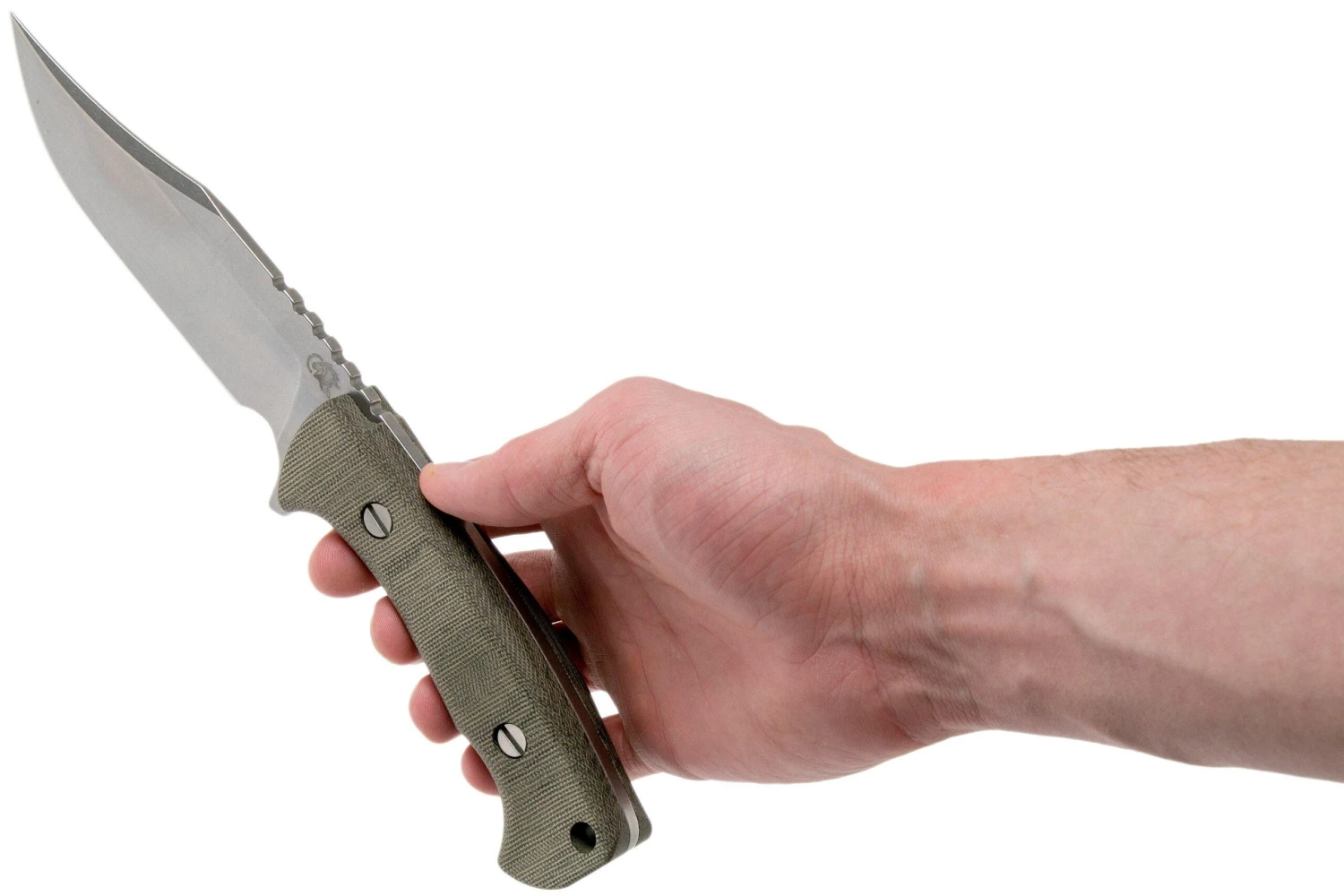 Rick Hinderer Ranch Bowie Green Canvas Micarta, Stonewashed, Couteau Bowie – Image 6