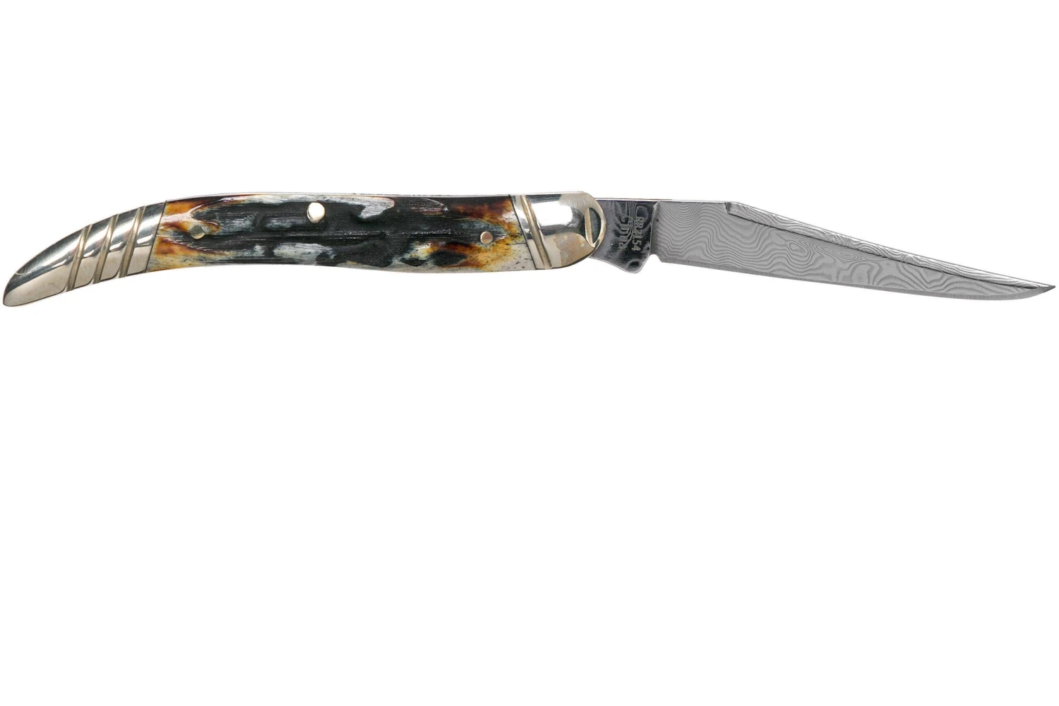 Rough Ryder Toothpick Cinnamon Stag RR2154 Damascus Slipjoint Couteau De Poche – Image 2