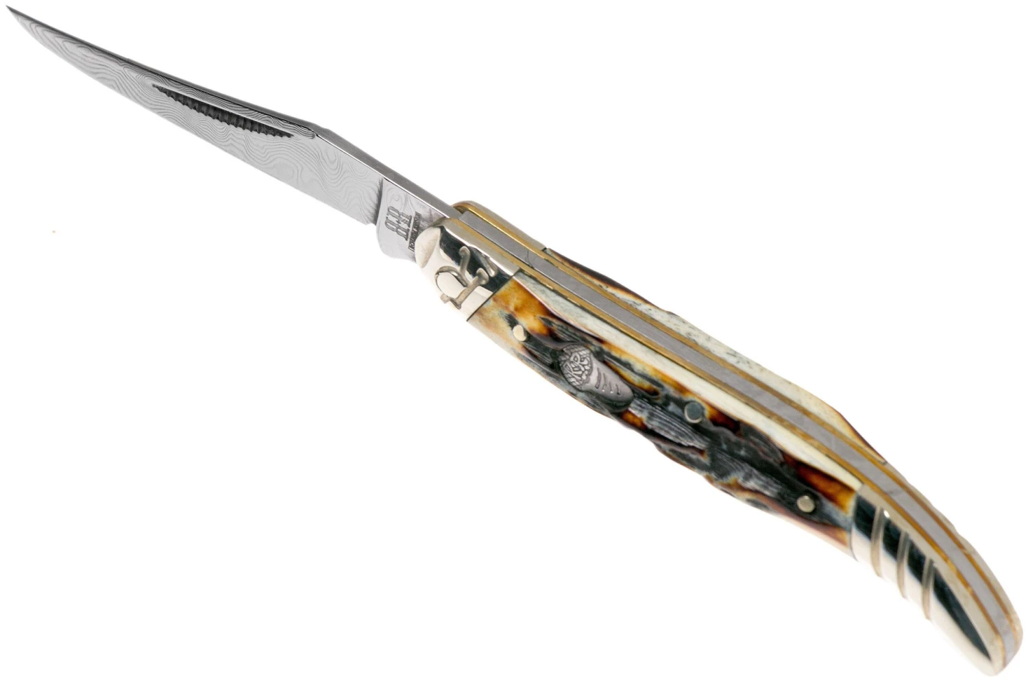 Rough Ryder Toothpick Cinnamon Stag RR2154 Damascus Slipjoint Couteau De Poche – Image 5